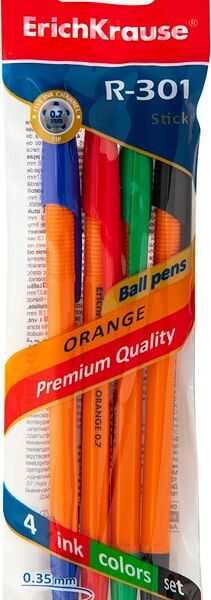 Ручки ErichKrause Orange Classic шариковые цветные R-301 4 шт