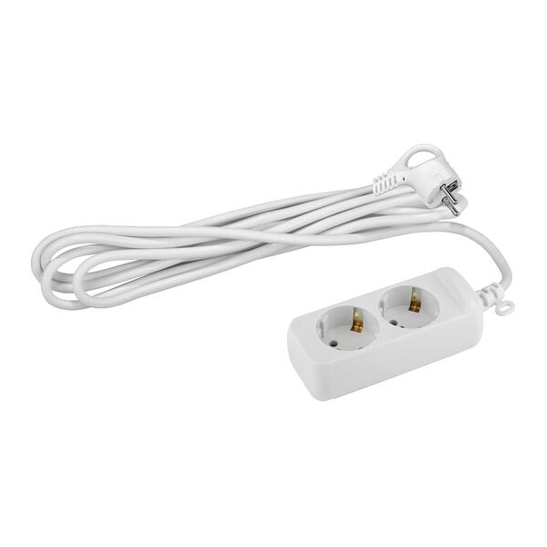 Удлинитель электрический ЭРА, 2 гнезда, с заземлением, 3 м, белый