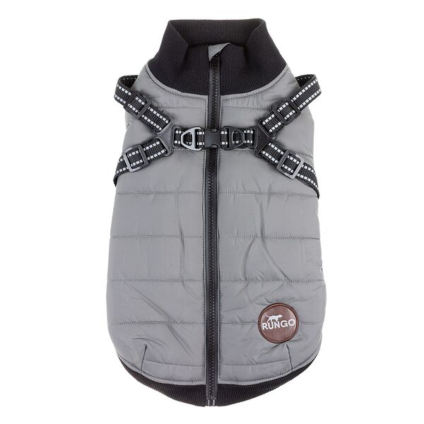 Попона теплая со шлейкой для собак крупных пород XL серый (унисекс)