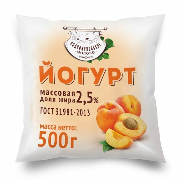 Йогурт Подовинновское Молоко абрикос 2.5% 500 г