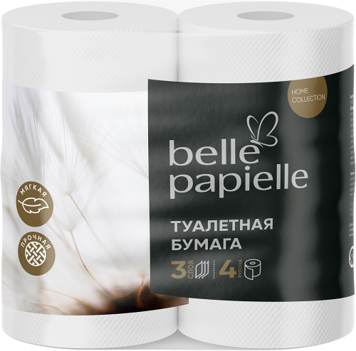 Туалетная бумага Belle Papielle 3 слоя 4 рулона