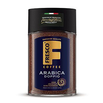 Кофе растворимый Fresco Arabica Doppio с добавлением молотого, 100г