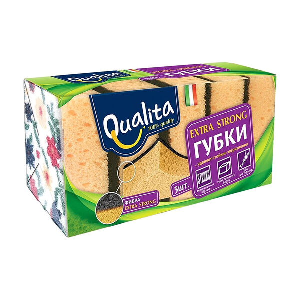 Губки кухонные Qualita Extra strong, 5 шт.
