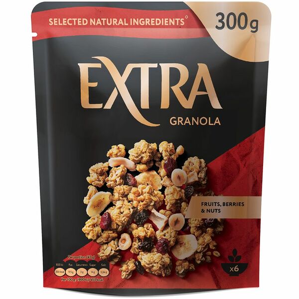 Гранола-мюсли Extra хрустящая с фруктами ягодами и орехами, 300г