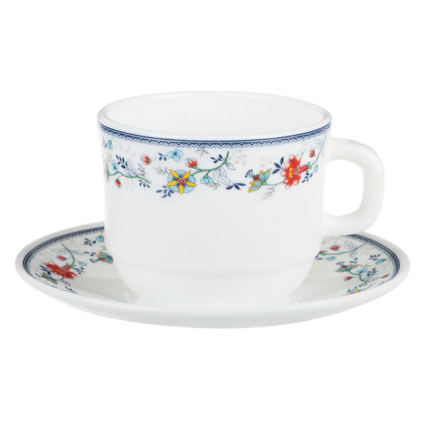 Millimi виола чайная пара (чашка 250мл., блюдце 15см) опаловое стекло, 21001