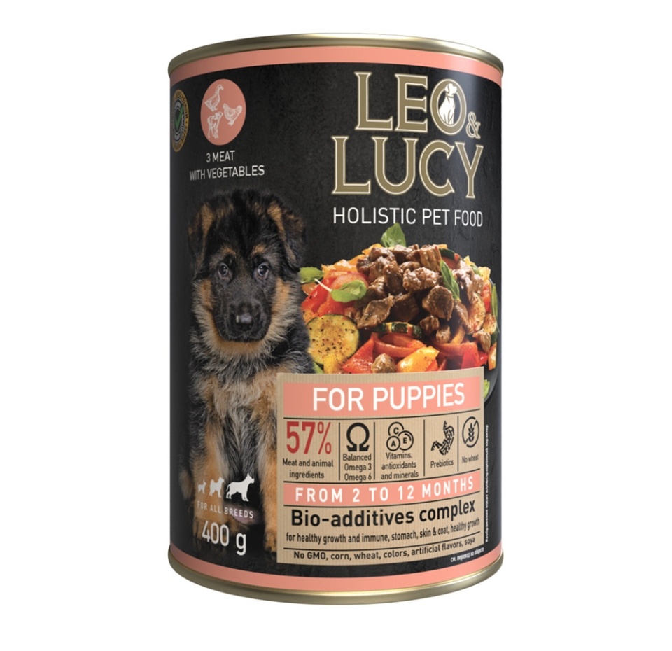 

Влажный корм для щенков Leo&Lucy паштет мясное ассорти с овощами 400 г