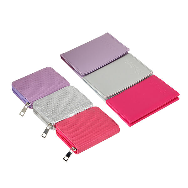 Юl набор: обложка для паспорта 10х14см и  кошелек на молнии 11,5х9х2см, пу, сплав, 3 цвета, пр-21