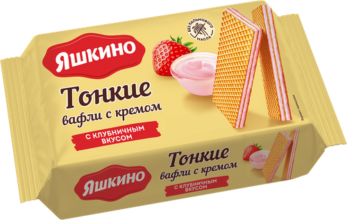 

Вафли Яшкино Тонкие с клубникой 144 г