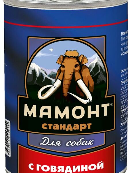 Влажный корм для собак Мамонт Стандарт Говядина 970 г