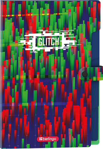 Папка Berlingo Glitch, А4, 5 отделений, на кнопке, с рисунком