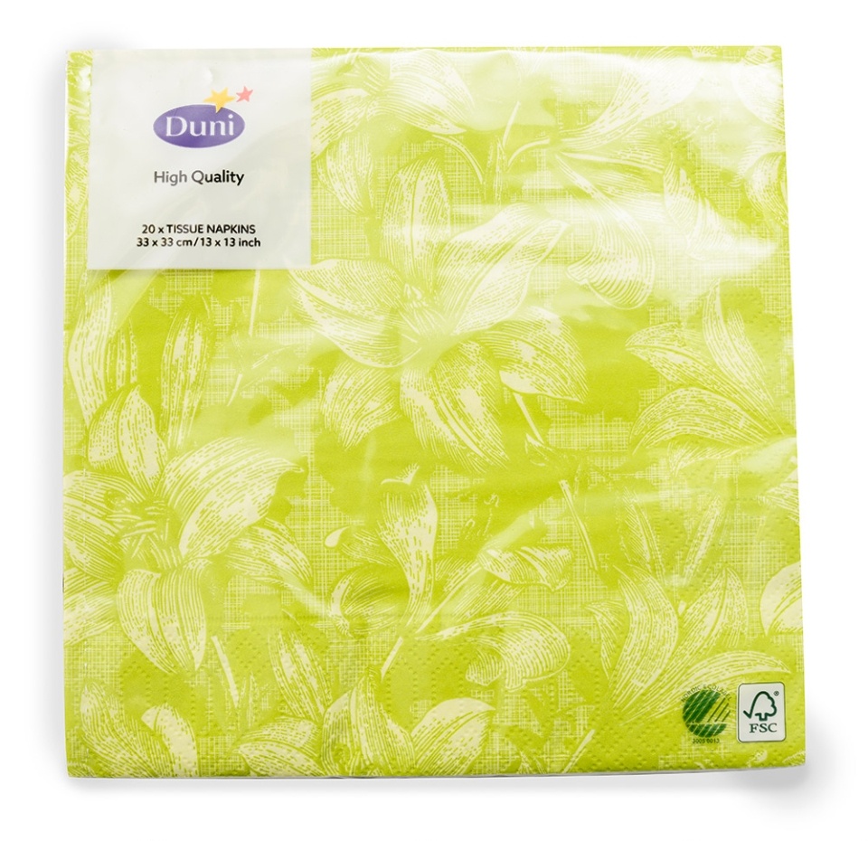 

Салфетки бумажные Duni Firenze Lime 33х33 см