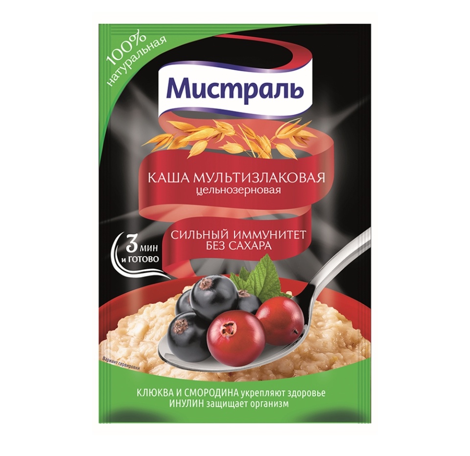 

Каша мультизлаковая цельнозерновая Мистраль Сильный иммунитет без сахара, 40 г