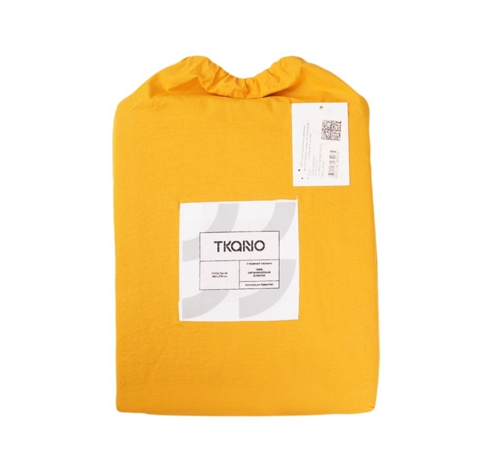 

Простыня 180х270 Tkano Essential горчичного цвета из органического стираного хлопка Покров 1 шт Индия