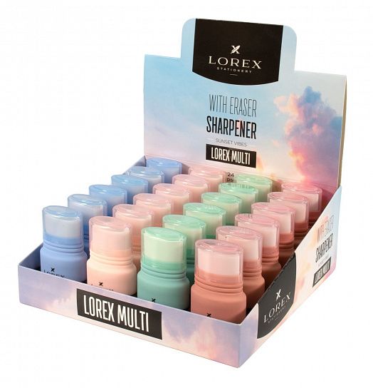 

Точилка LOREX Multi sunset vibes с контейнером и ластиком, 1 отверстие, в ассортименте, 1шт