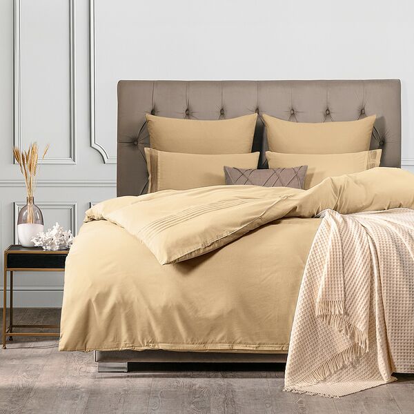 Комплект постельного белья SleepiX Миоко, Евро, 4 наволочки, сатин, бежевый