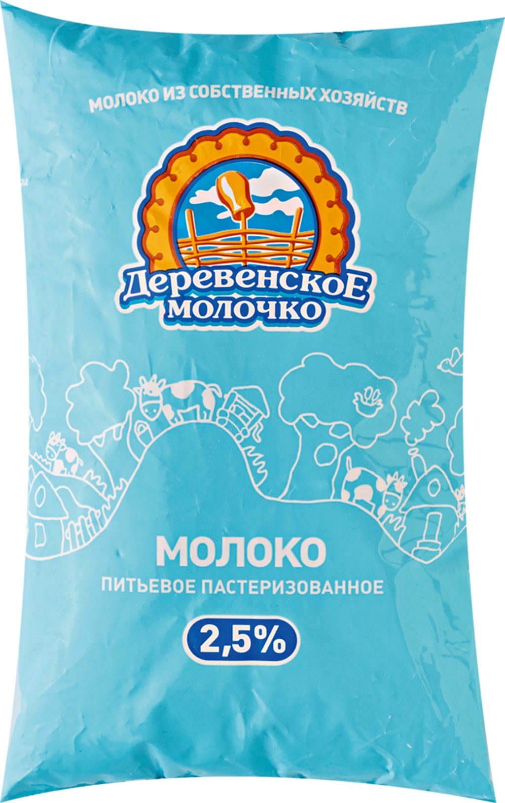 

Молоко Деревенское молочко пастеризованное 2.5% 900 г