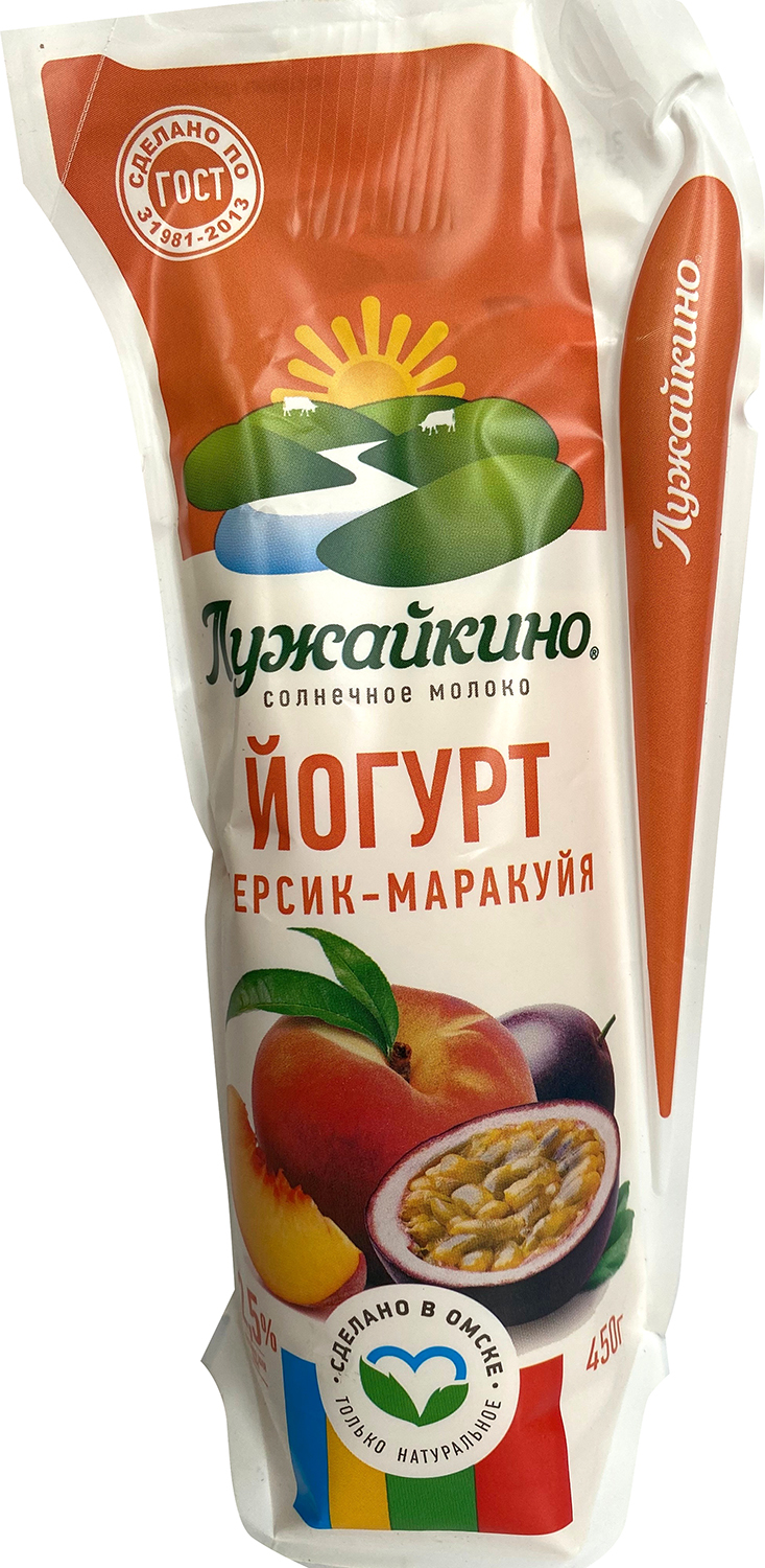 

Йогурт питьевой Лужайкино Персик-маракуйя 2.5% 450 г
