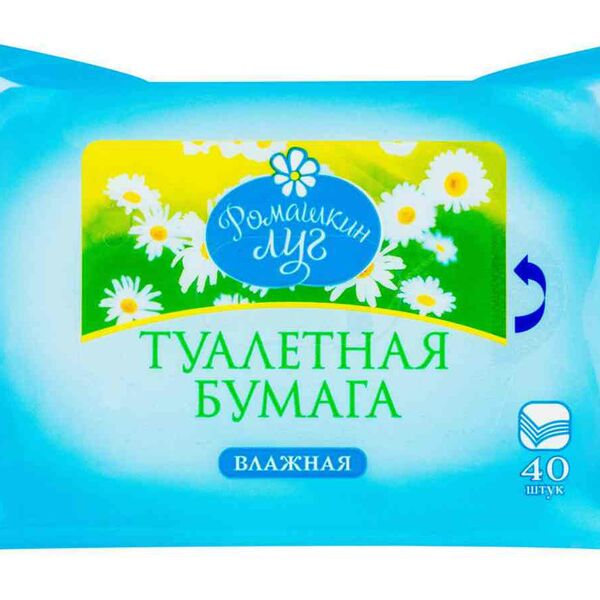 Туалетная бумага влажная Ромашкин луг, 40 шт.