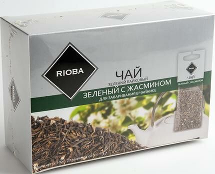 Чай зеленый Rioba с жасмином в пакетиках для чайника, 20 шт.