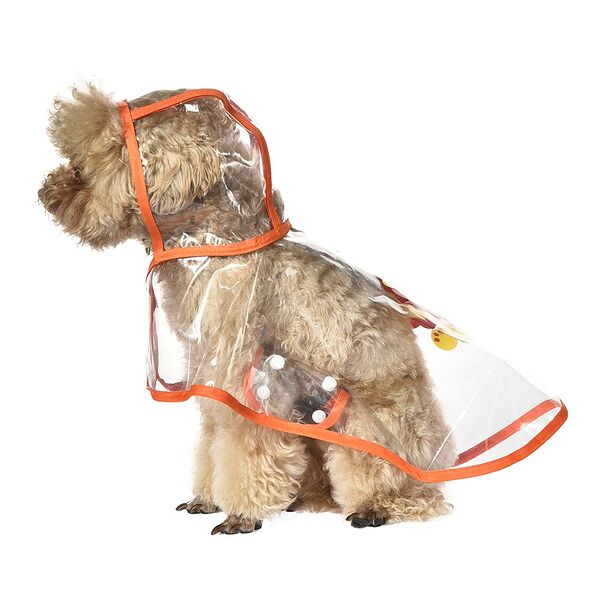 Дождевик для собак FOXIE Rain S (длина спины 30см) прозрачный оранжевый