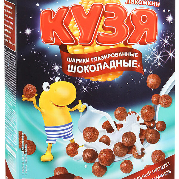 Готовый завтрак Кузя Лакомкин Шарики глазированные шоколадные