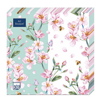 Салфетки бумажные Art Bouquet 3сл, Цветущий сад, 33х33см, 20шт., Россия