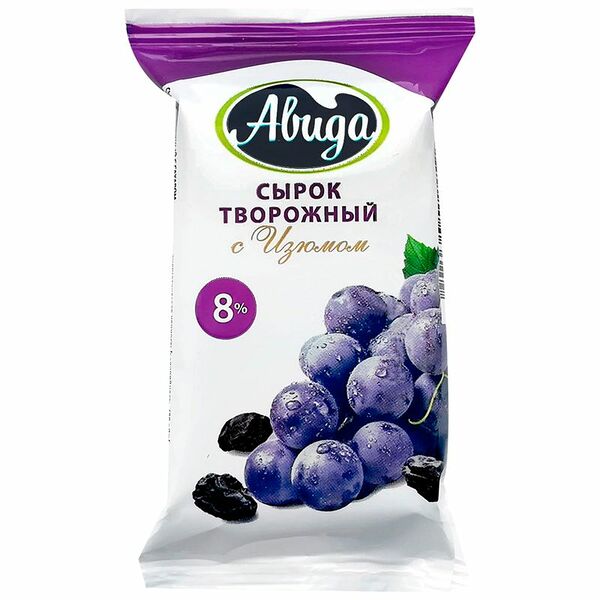 Сырок творожный Авида с сахаром и изюмом 8%, 100г
