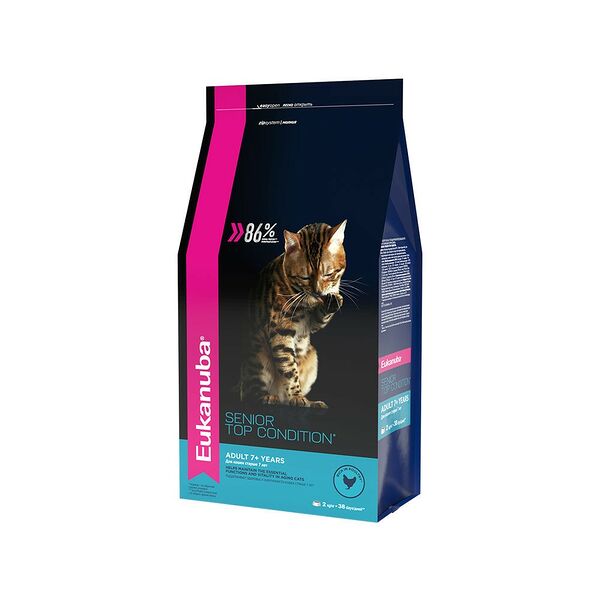 Сухой корм для пожилых кошек Eukanuba Cat Домашняя птица, 2кг