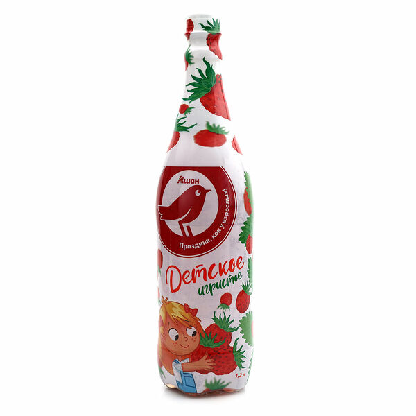 Напиток газированный АШАН Красная птица Шампанское детское Земляника