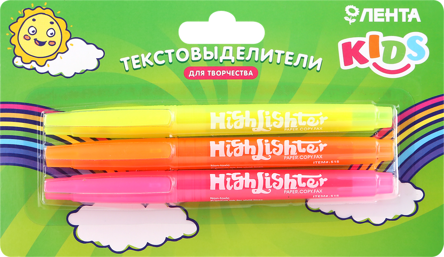 

Набор текстовыделителей ЛЕНТА KIDS 3 цвета, 3шт