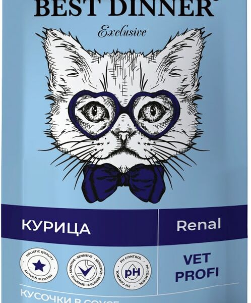 Влажный корм для кошек Best Dinner Vet Profi Renal кусочки в соусе с курицей 85г