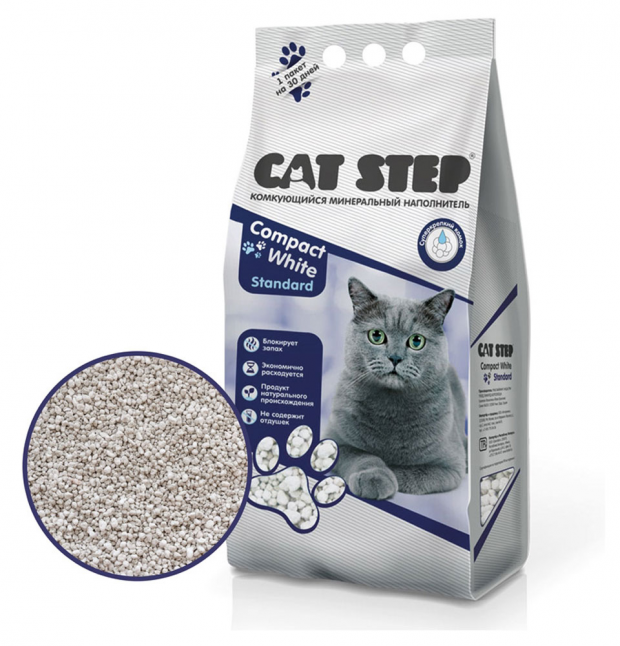 

Наполнитель CatStep Compact White Standard комкующийся минеральный 5 л