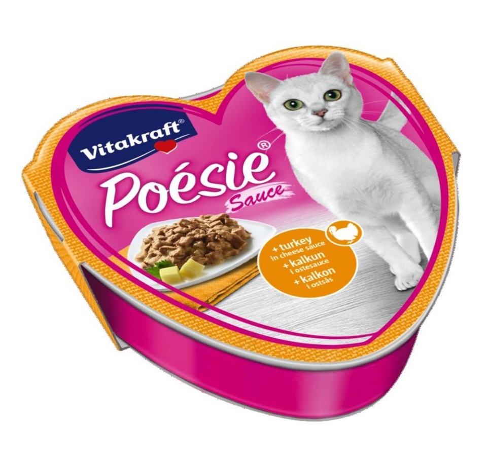 

Влажный корм для кошек Vitakraft Poesie индейка в сырном соусе 85 г