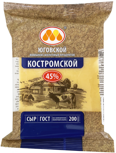 

Сыр Юговской Костромской 45% бзмж 200 г