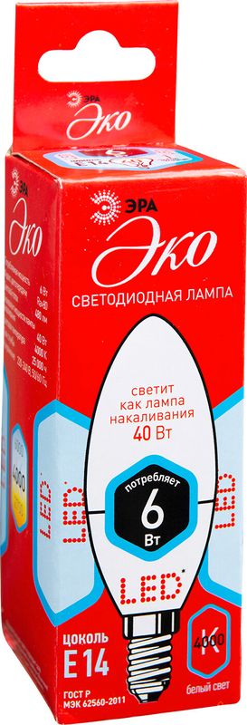 

Лампа светодиодная Эра Led b35 Е14 6 Вт 4000к