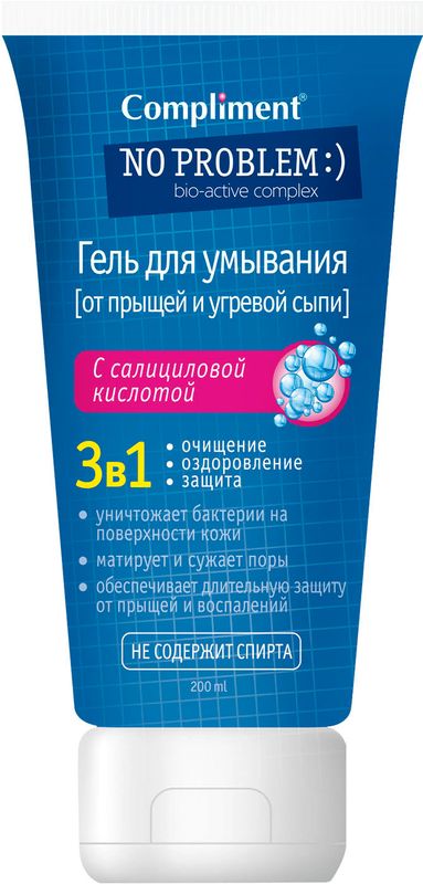 

Гель для умывания Compliment No problem 3 в 1 с салициловой кислотой 200 мл