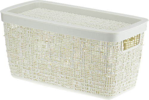 

Коробка IDEA Бязь, с крышкой, 28х14х14cм, белый ротанг, 4л