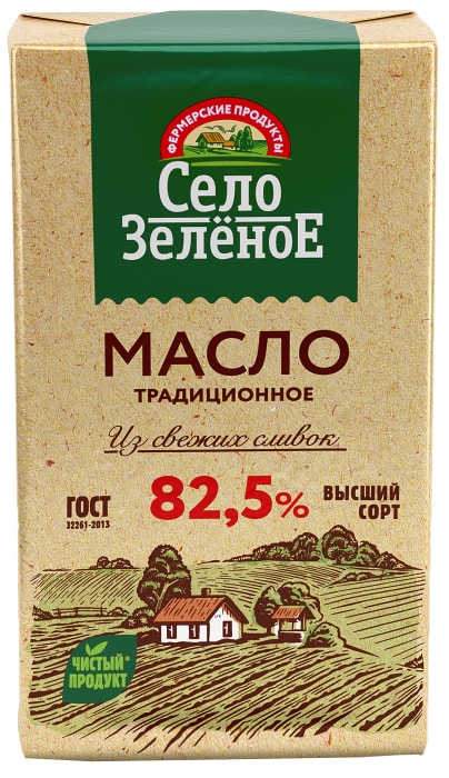 

Масло сливочное Село Зелёное Традиционное 82.5% 175 г