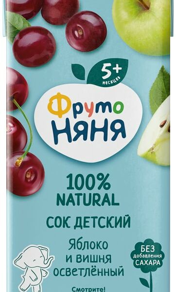 Сок ФрутоНяня Яблоко-вишня 200мл