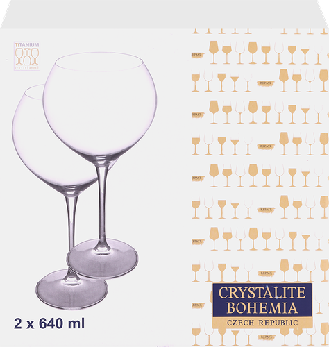 Набор бокалов для вина CRYSTALITE BOHEMIA Carduelis/Cecilia 640мл, стекло, Арт. 58382, 2шт