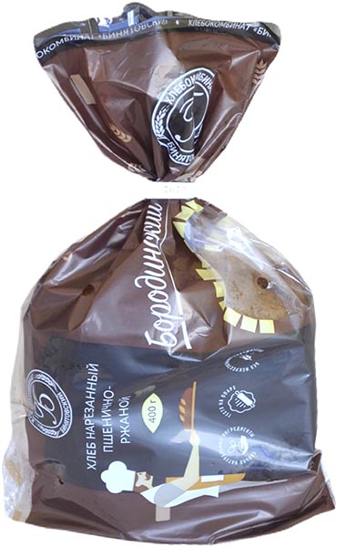 

Хлеб Хлебокомбинат Бинятовский Бородинский ржано-пшеничный формовой нарезка 400 г