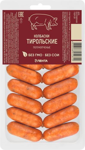 

Колбаски полукопченые ЛЕНТА Тирольские 280 г