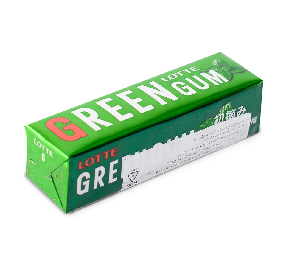 

Жевательная резинка Lotte Грин Гам Зеленая мята пластинки