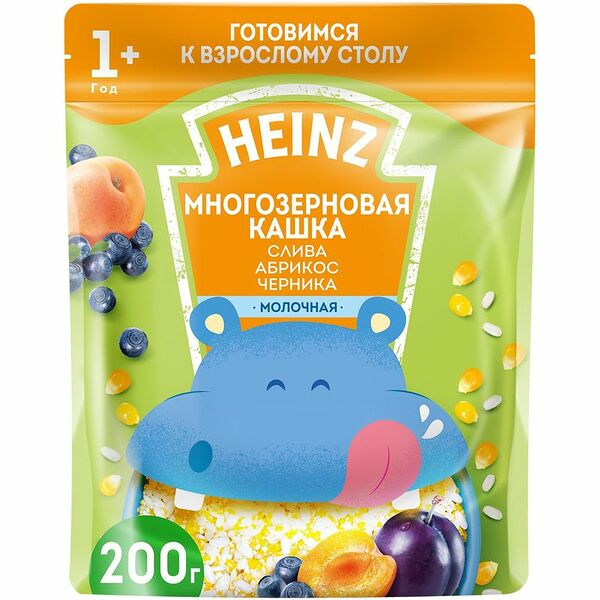 Каша многозерновая молочная Heinz Любопышки слива-абрикос-черника, с 12 месяцев