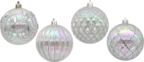 

Шар елочный HOMECLUB d=8см, прозрачный с декором, пластик