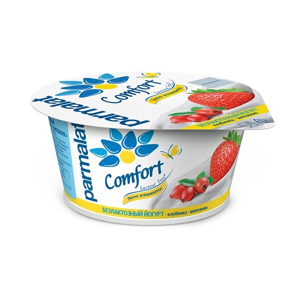 Йогурт Parmalat Comfort безлактозный клубника шиповник 3% 130г