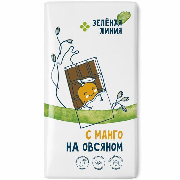 Шоколад Зеленая линия Овсяный без сахара манго 65г