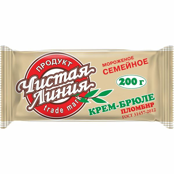 Мороженое пломбир Чистая Линия Крем-брюле Семейное 12%