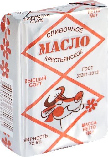 

Масло сливочное КОЧЕНЕВСКАЯ БУРЕНКА Крестьянское 72.5%, без змж, 180г