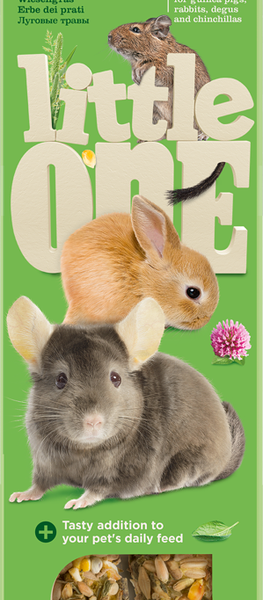 Палочки для морских свинок, кроликов и шиншилл LITTLE ONE с луговыми травами, 3x55г